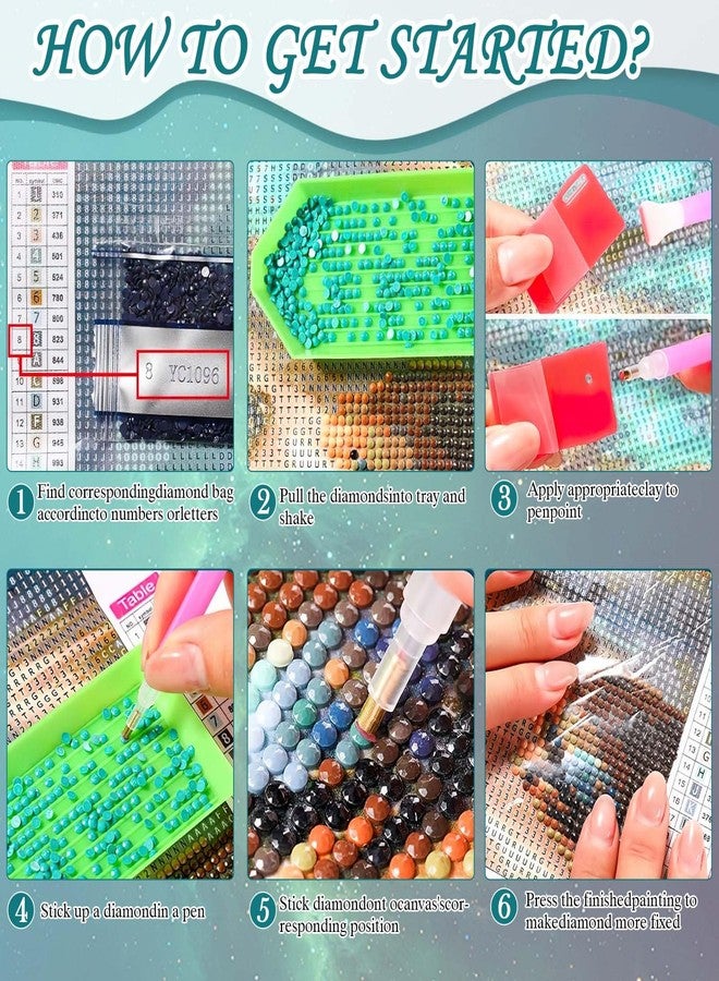 CoolShef مجموعة CoolShef Moonlight Beach Diamond Art للكبار، مجموعة لوحات ماسية خماسية الأبعاد يمكنك صنعها بنفسك، 30 × 40 سم، ديكور حرفي لمشهد شاطئي، لوازم منزلية، مشروع - Image 4